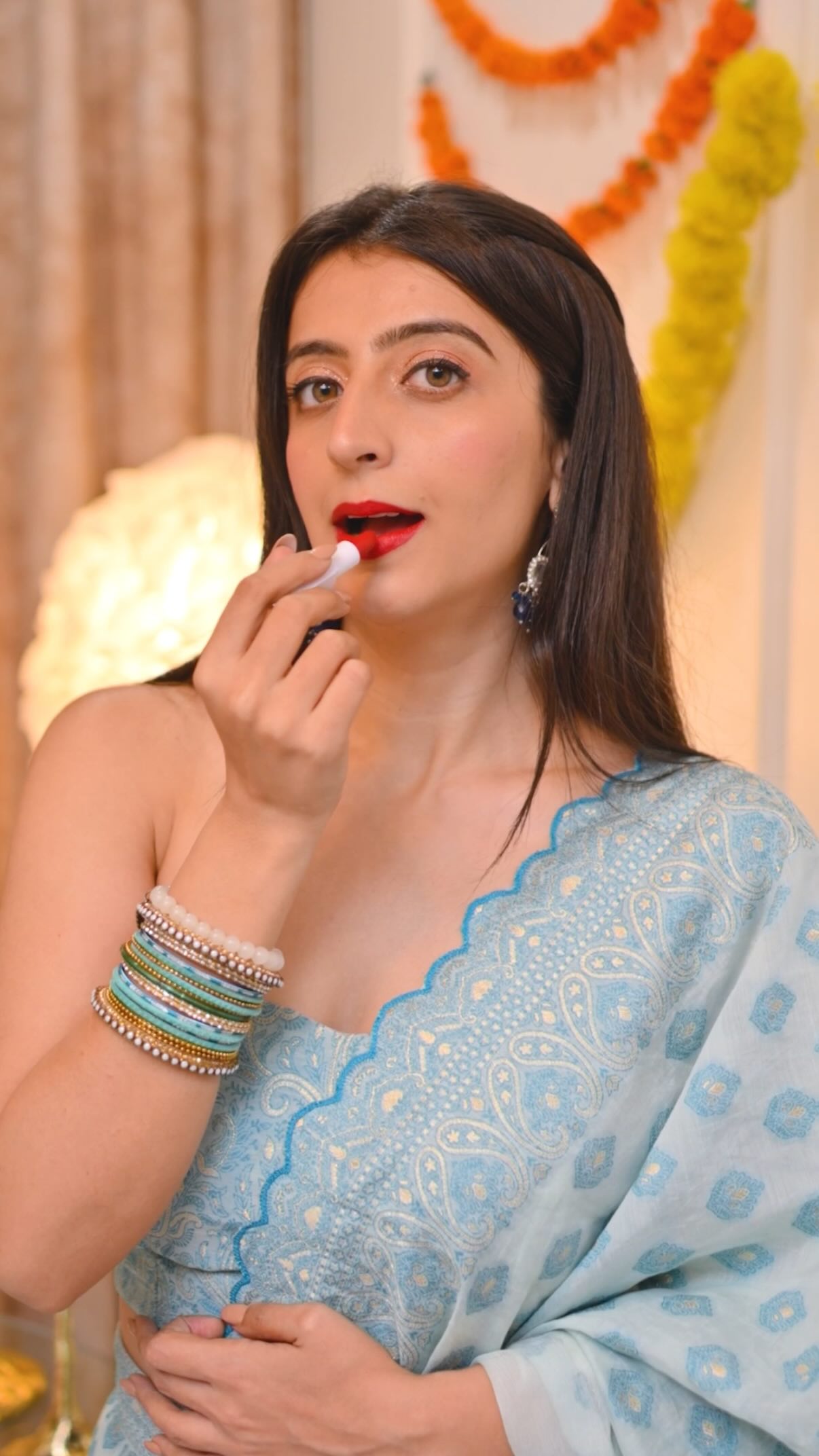 Instagram post by @asmitarora for Just Herbs. Caption reads: Flowers over chemicals, diyas over lights and....