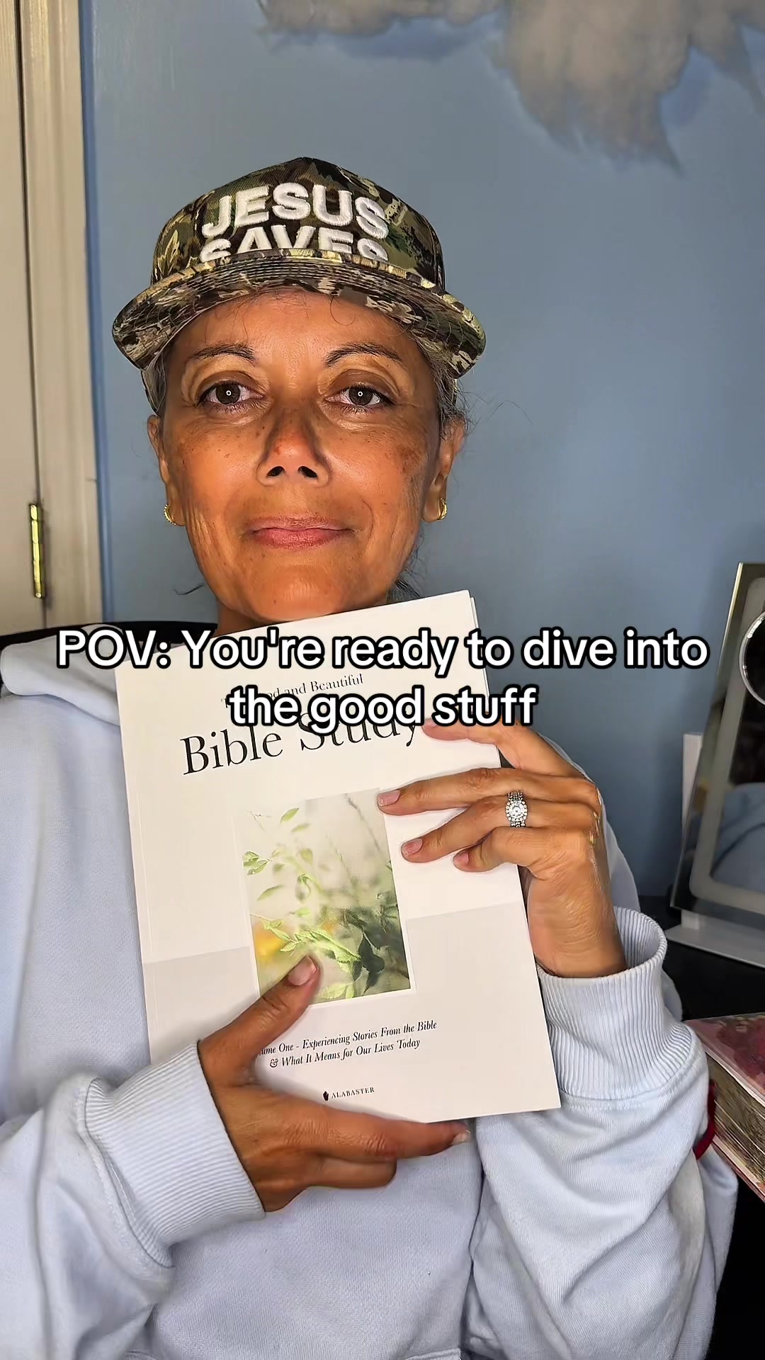 TikTok post by @mariapull23 for Alabaster Co. Caption reads: The Good and Beautiful Bibke Study Volume 1 by....