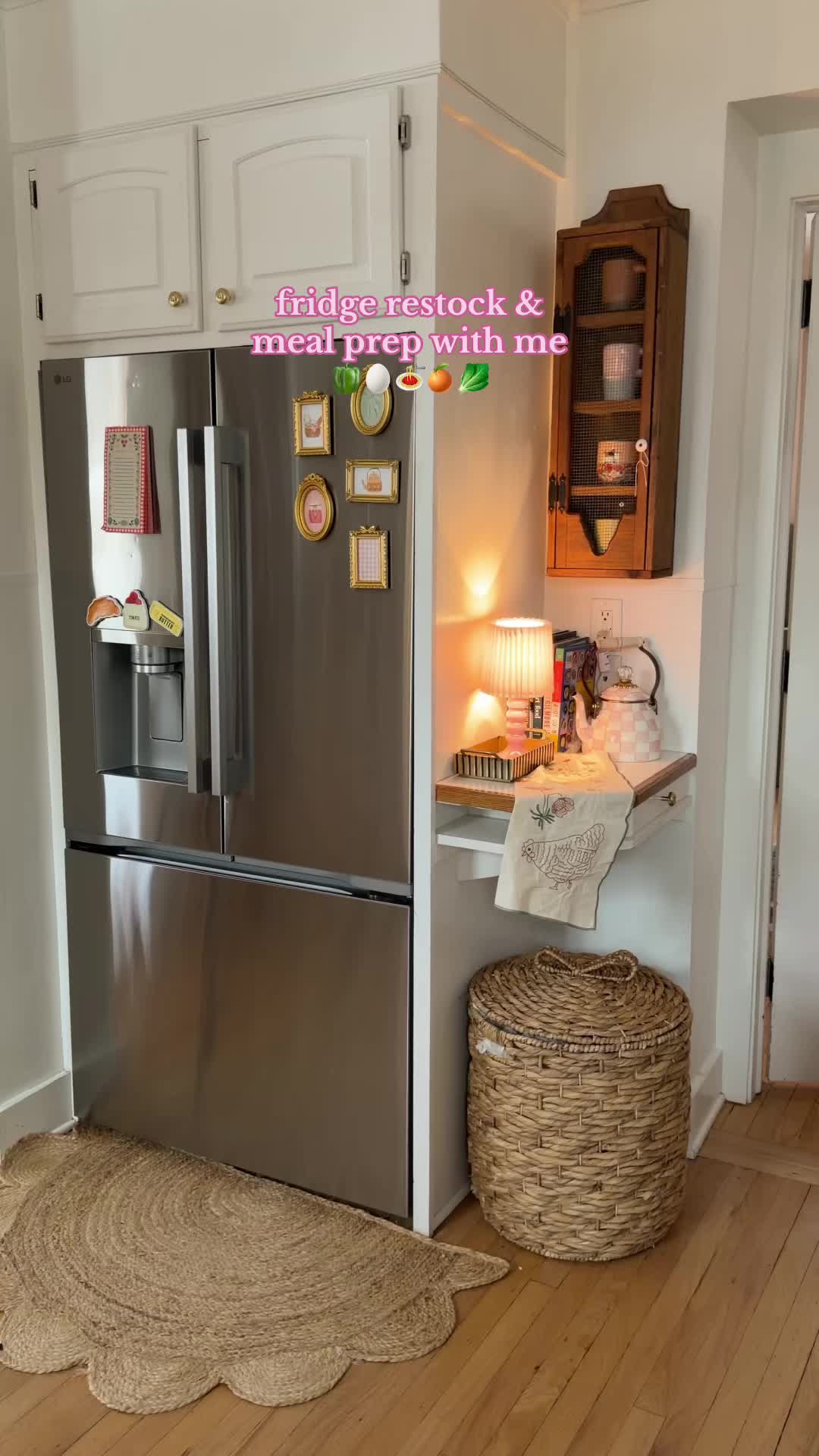 TikTok post by @emilywelchstyle for LG USA. Caption reads: Happy fridge with @LG Electronics USA newest....