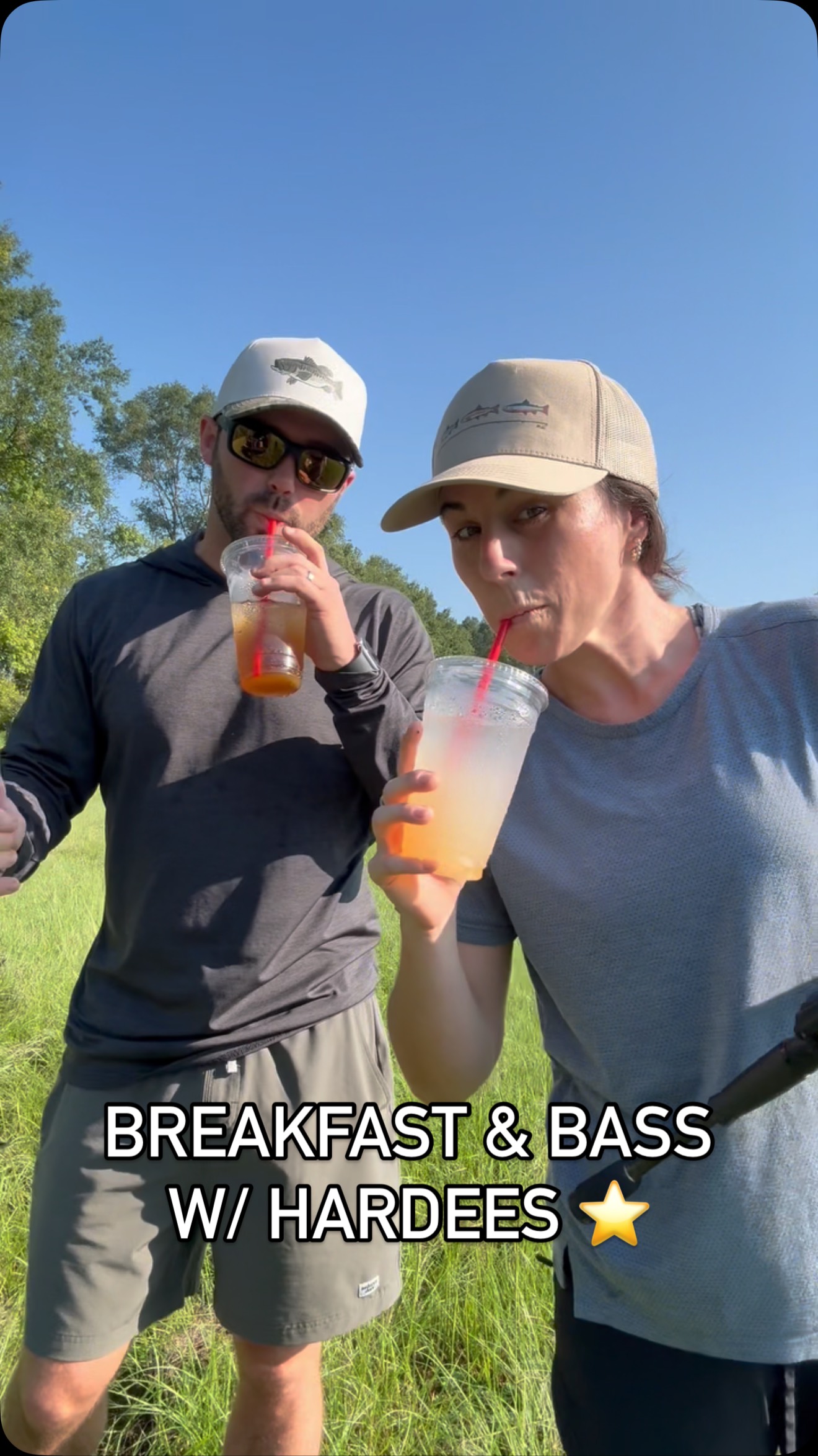 Instagram post by @macywatkinsjohnston for Hardee's. Caption reads: Nothing beats breakfast, bass, and time together.....