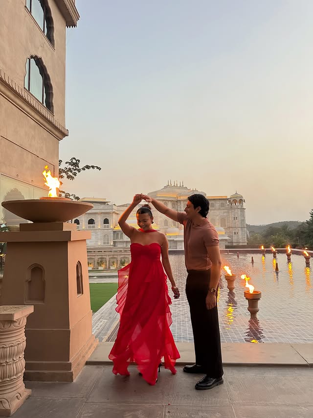 Instagram post by @shiwangisinghh for Fairmont Hotels & Resorts. Caption reads: fairytale in real life⁠♡ 📌 @fairmontjaipurindia....
