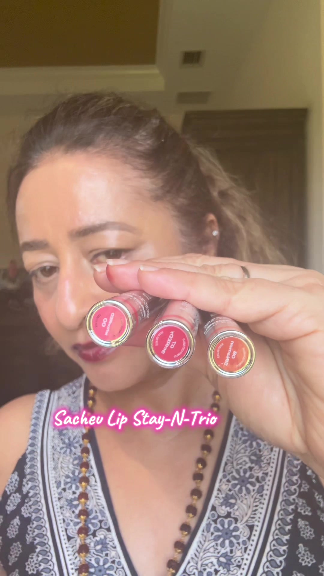 TikTok post by @apeksha132 for Sacheu. Caption reads: My current favorite Lip Stains @SACHEU Beauty US ....