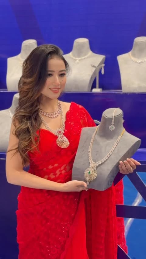 Instagram post by @eshaaneegogoi for Tanishq. Caption reads: Diamonds are forever 💎 @tanishqjewellery.