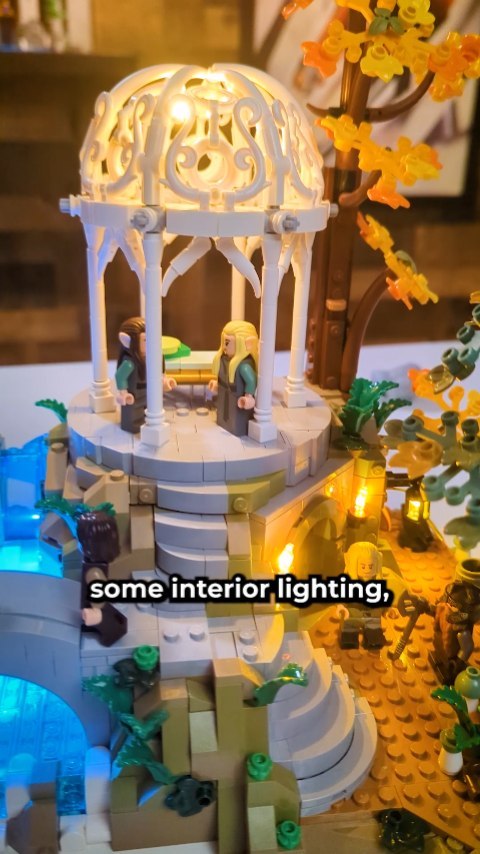 Instagram post by @beyondthebricktv for Light My Bricks. Caption reads: [...] Rivendell to life with LMB 2.0 from....