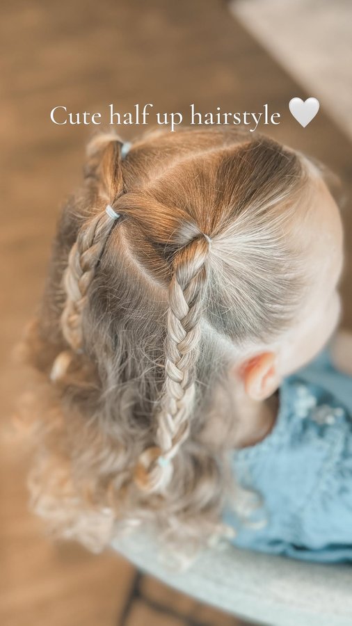 Instagram post by @hairstyling_mom for Dolahair. Caption reads: Easy idea to style the hair up for your baby girl....