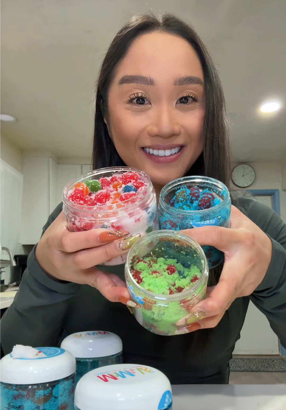 TikTok post by @foodiesushiqueen for Mama V’s Candy. Caption reads: [...] WHO LOVES SOUR CANDY!! @Mama Vs Candy....