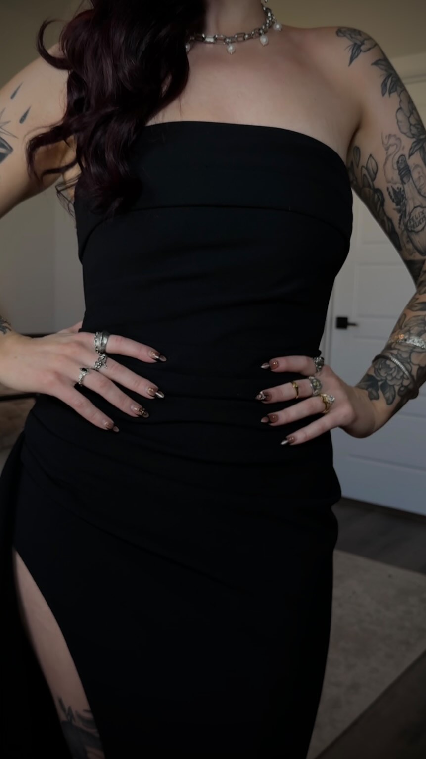 Instagram post by @xshleykay for Ask and Embla. Caption reads: I love getting all dolled up for a....