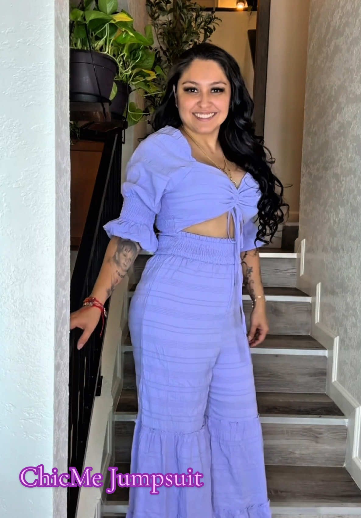 TikTok post by @lachikiss87 for ChicMe. Caption reads: ChicMe Jumpsuit  @chicme #tiktokshop .