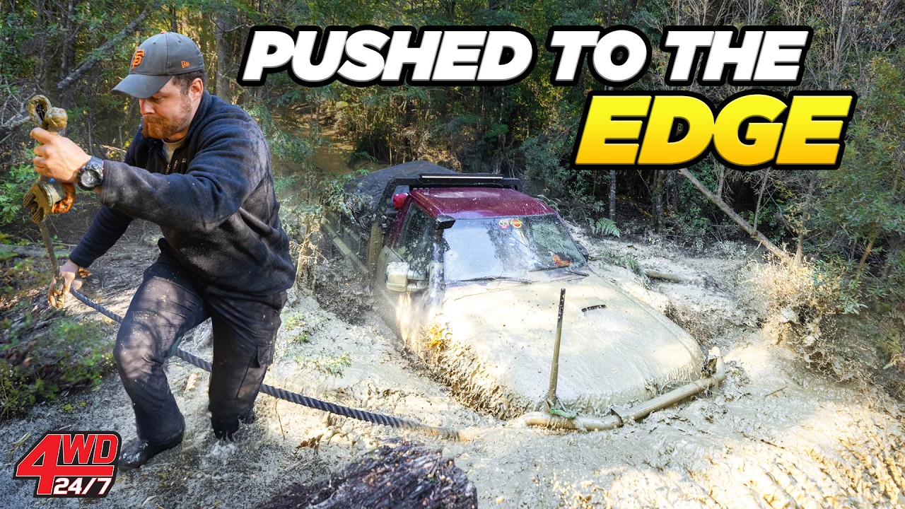 YouTube post by @4WD247 for Dometic. Caption reads: ENGINES DROWNED in DEEPEST Tasmania River - Rescue....