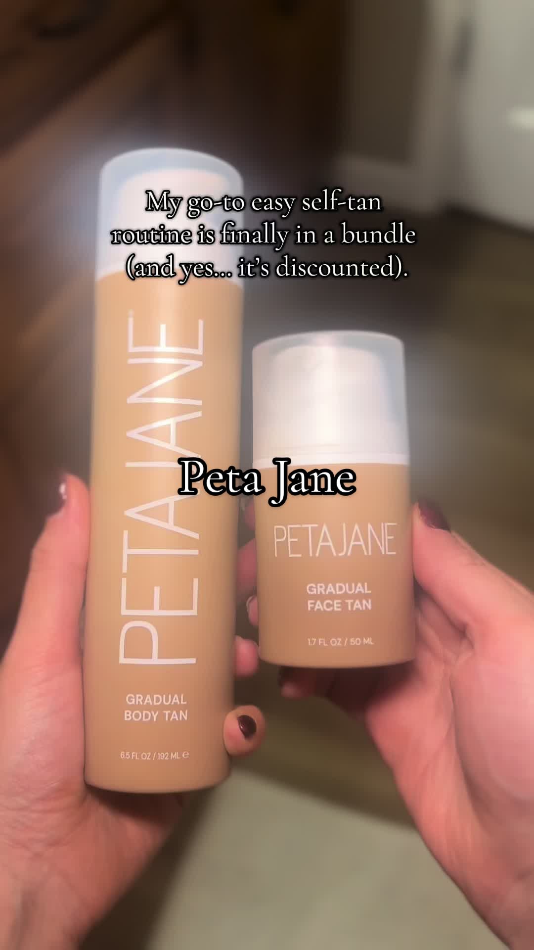 TikTok post by @heyitsjulia224 for Peta Jane Beauty. Caption reads: [...] self tan year-round. The @Peta Jane Beauty....