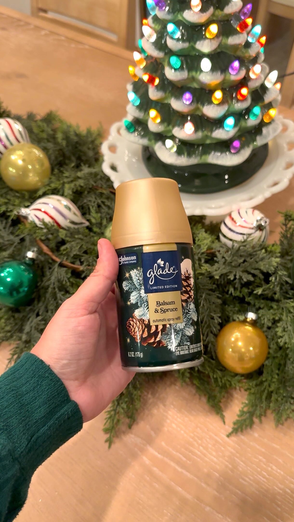 Instagram post by @jonathanandjennahome for Glade. Caption reads: [...] cookies and spruce trees, I switch on my....