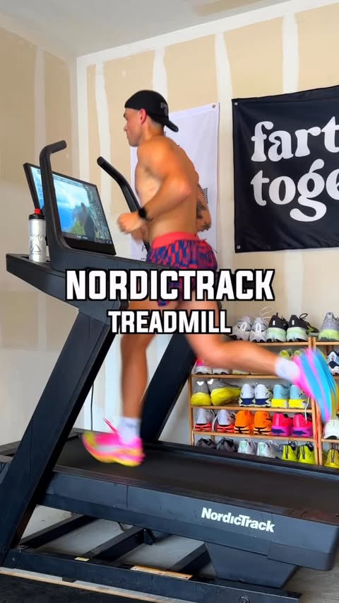 Instagram post by @jeremymille.r for NordicTrack. Caption reads: [...] means A LOT of running. And my @nordictrack....