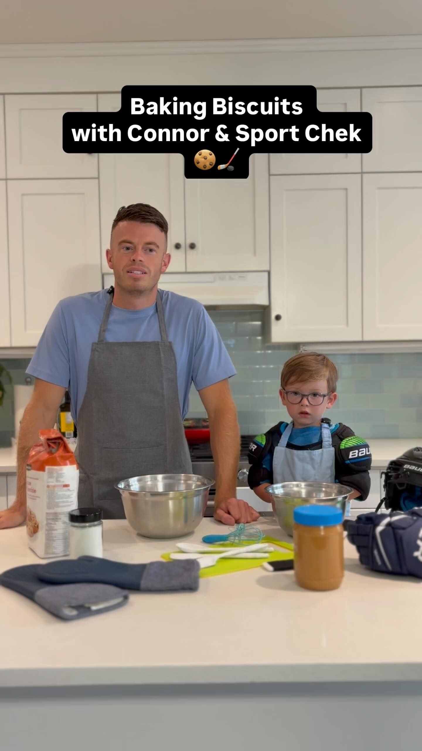 Instagram post by @connormacdangles for Sport Chek. Caption reads: From the kitchen to the rink, Connor’s always....