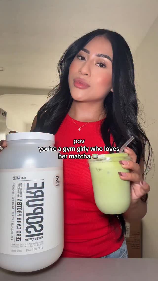Instagram post by @jasminnmeza for The Isopure Company. Caption reads: @isopure’s unflavored protein is unmatched 🤍🍵....