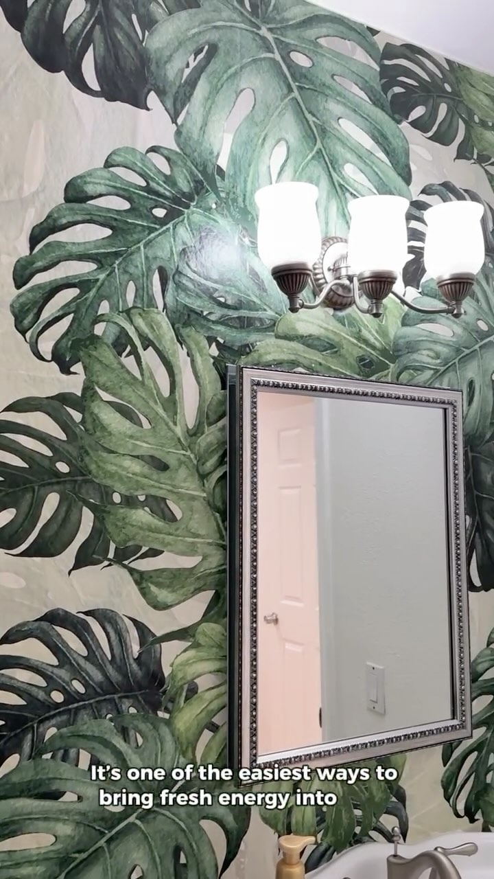 Instagram post by @busraalya for Photowall. Caption reads: Can a wallpaper really change the energy of your....