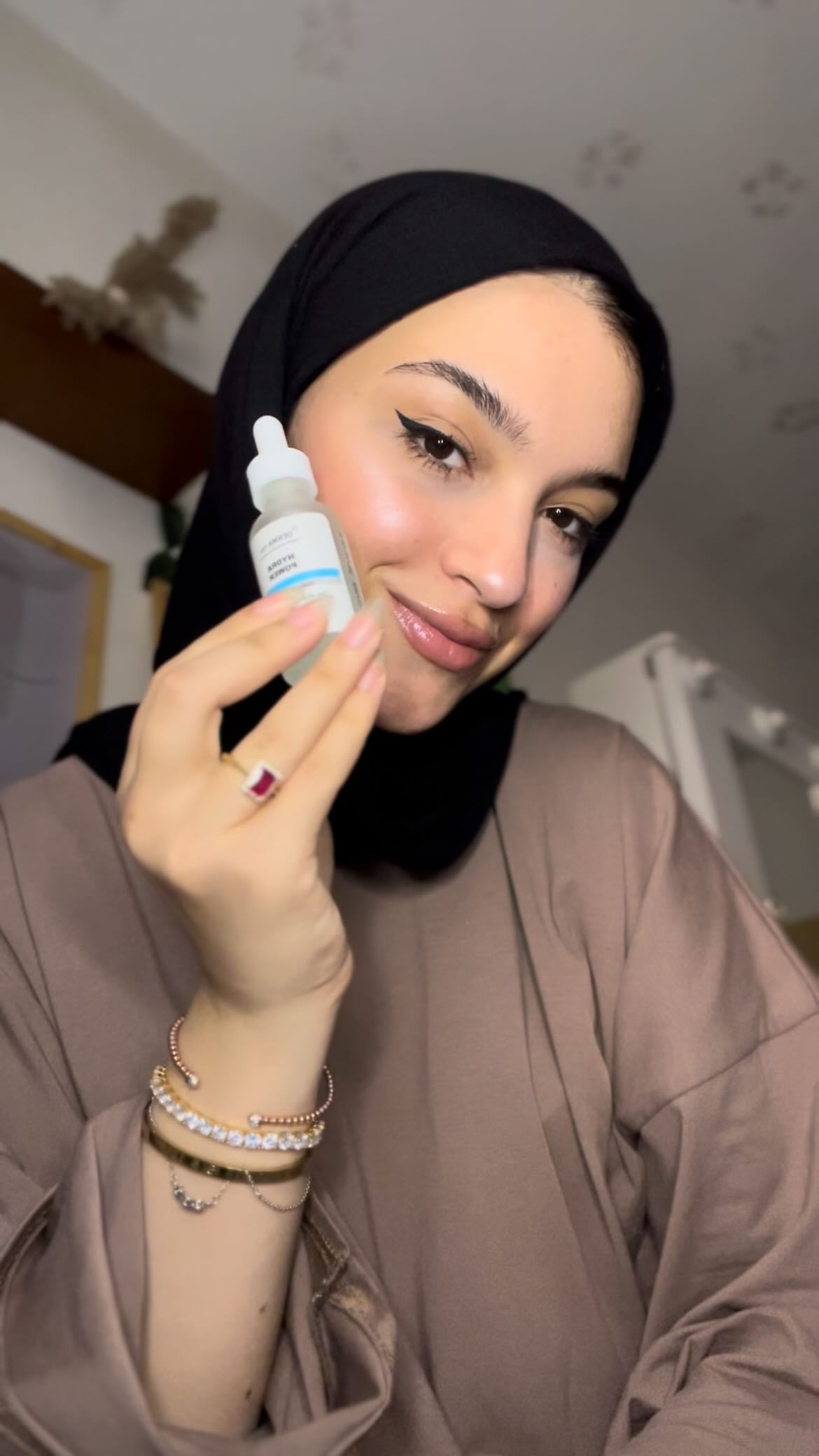 Instagram post by @linafaraj_ for DERMA•E. Caption reads: found the brand who has a solution for everything....