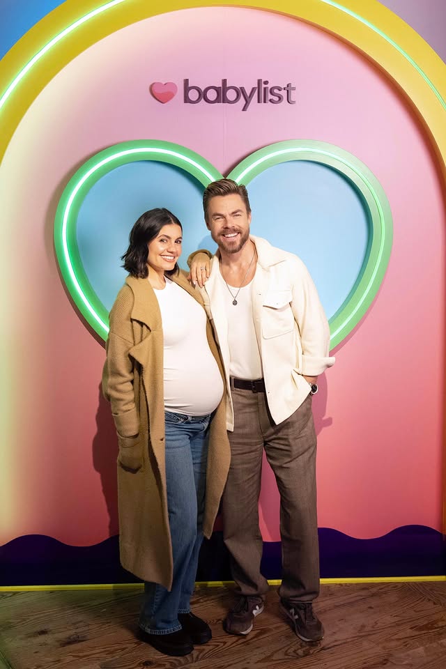 Instagram post by @hayley.erbert for Babylist. Caption reads: Dancing into parenthood 💃🪩🕺 @derekhough and....