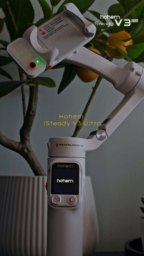 Instagram post by @twolattesonesugar for Hohem. Caption reads: Meet my new filming assistant 📸 The Hohem iSteady....