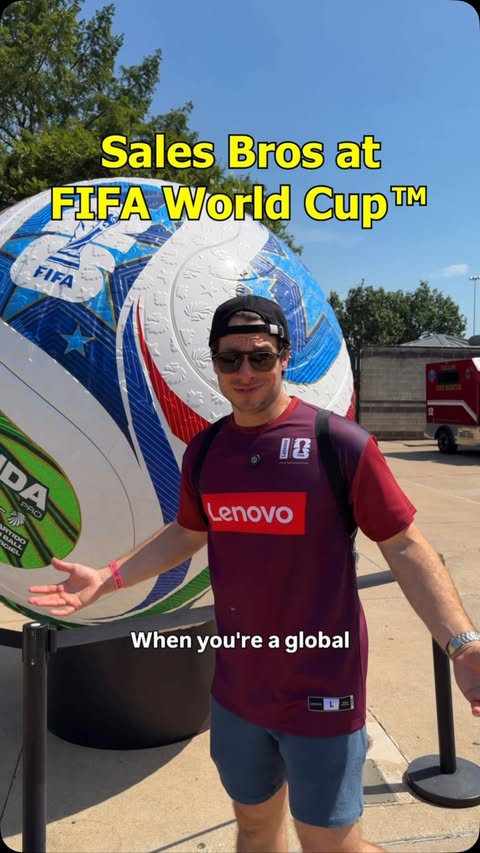 Instagram post by @corporate.bro for Lenovo. Caption reads: [...] FIFA World Cup™️ with the most rugged....