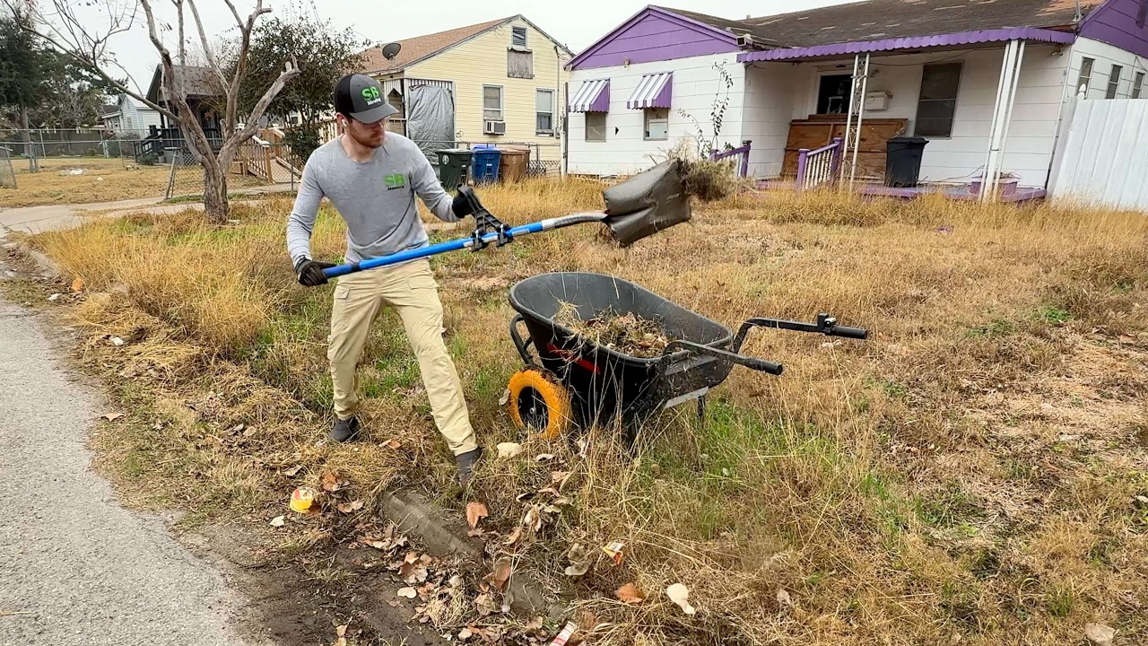 YouTube post by @SBMowing for ZipRecruiter. Caption reads: Everyone knows the PURPLE HOUSE but they all AVOID....