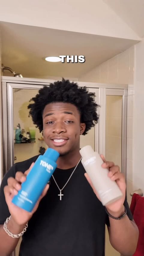 Instagram post by @mak.agb for TONE by AMP. Caption reads: Upgrade your shower shelf with these TONE body....