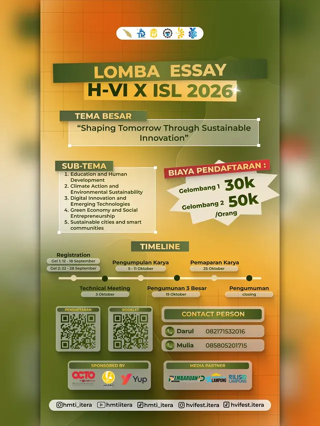 Instagram post by @pusatinfolomba for Yup. Caption reads: 📢 ✨ OPEN REGISTRATION LOMBA POSTER INFOGRAFIS....