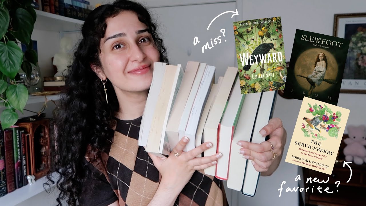 YouTube post by @AClockworkReader for BookoftheMonth. Caption reads: 15 books i've read read recently and which ones....
