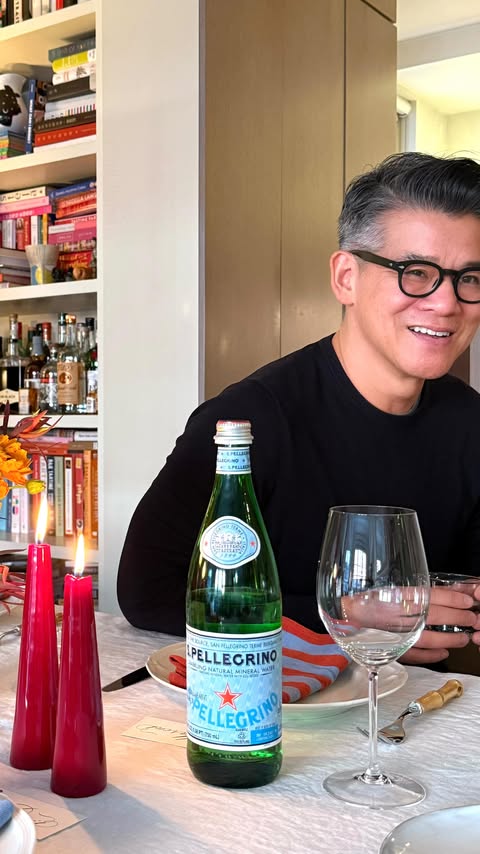 Instagram post by @petersom for Sanpellegrino. Caption reads: #ad Follow along as I get ready for a fall dinner....