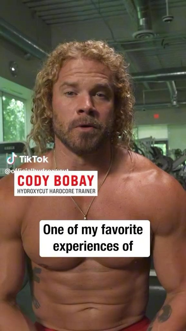 Instagram post by @codybobay for Hydroxycut. Caption reads: [...] Also, it’s such an honor to be the....