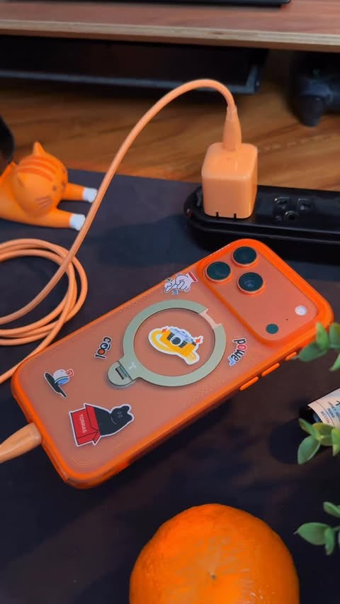 Instagram post by @bank.sata for TORRAS. Caption reads: [...] from case to cable to charger. 🍊🌿✨ By....