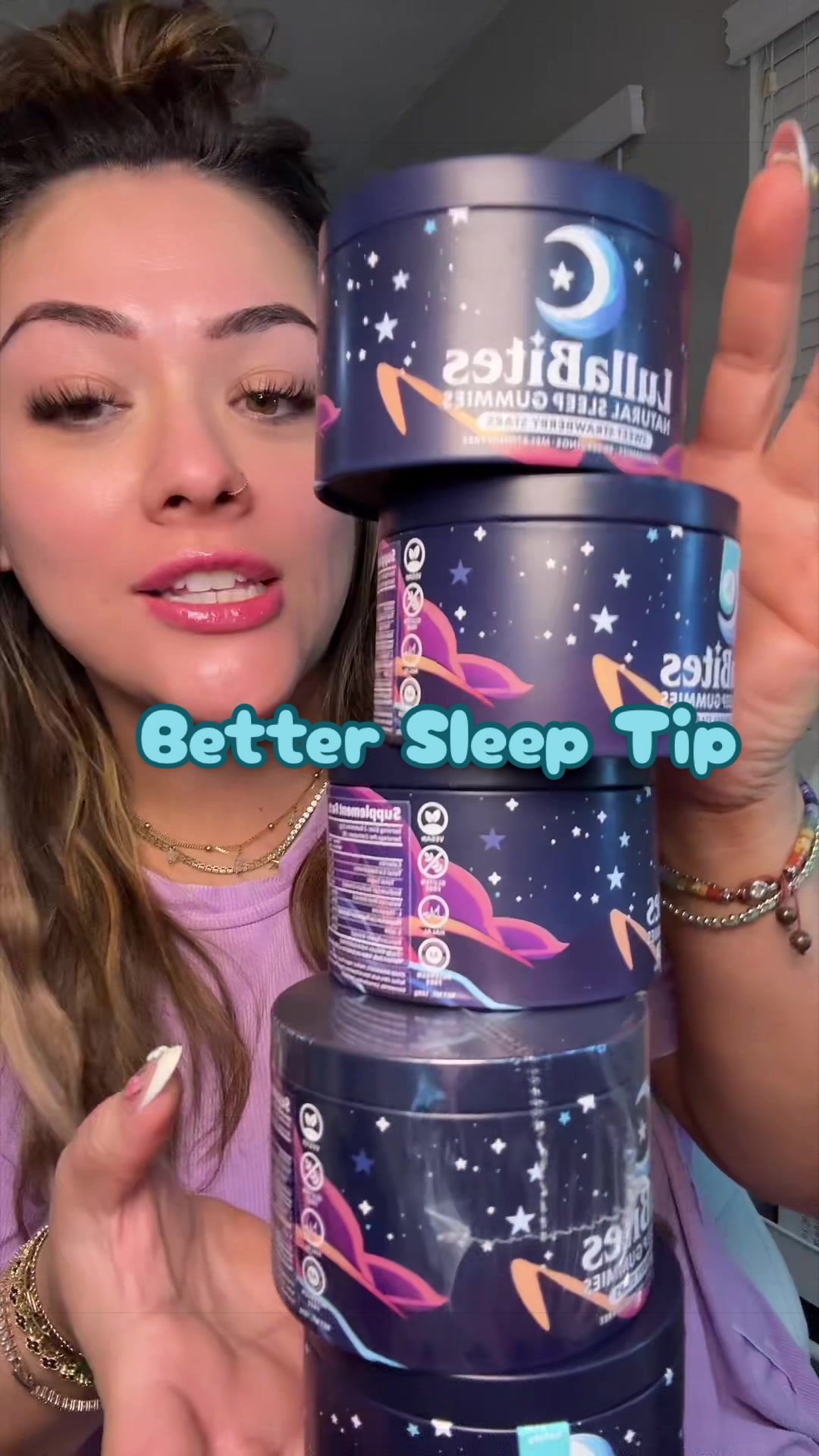 TikTok post by @sarahstar2u for LullaBites. Caption reads: This is a staple in my sleep routine. Wake up....