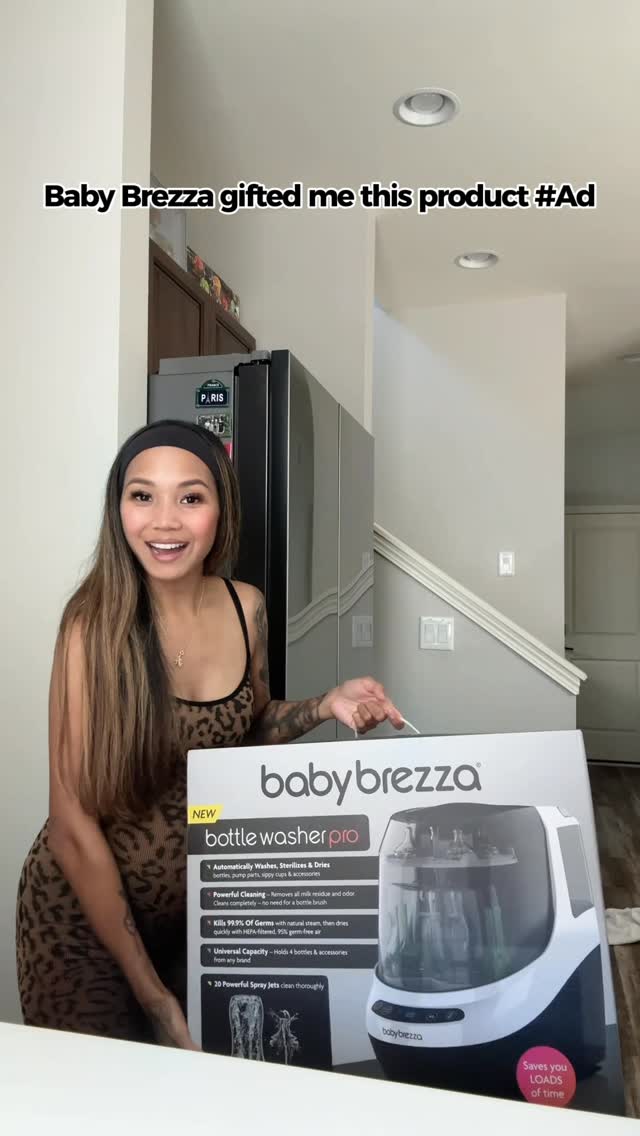 Instagram post by @michlennbocoboc for Baby Brezza. Caption reads: [...] meet my new best friend—the Baby Brezza....