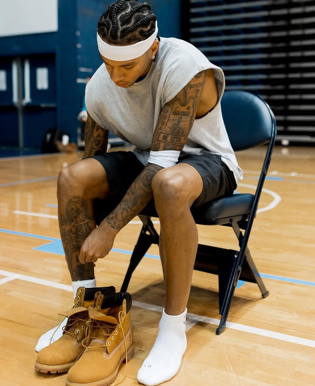 Instagram post by @treshaunmann for Timberland. Caption reads: boots up top. @timberland.