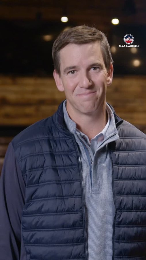 Instagram post by @elimanning for Flag & Anthem. Caption reads: Stupid suits - out
Flag & Anthem - in

Excited to....