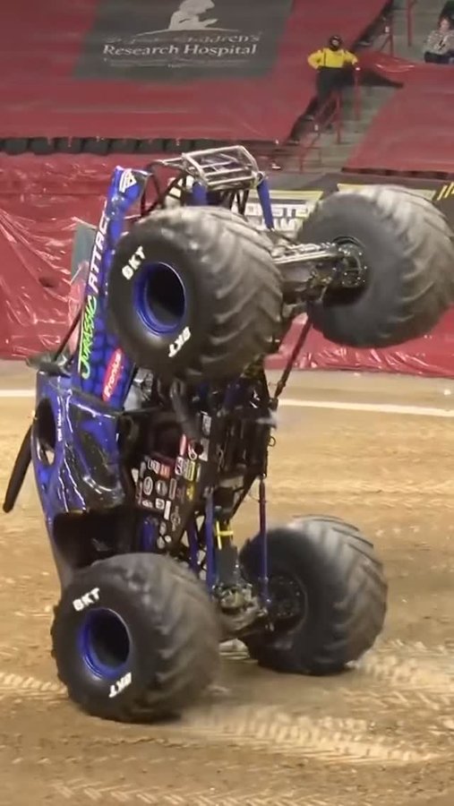 Instagram post by @timhall_jr for Monster Jam. Caption reads: @timhall_jr walking his way to a 2-wheel skills....