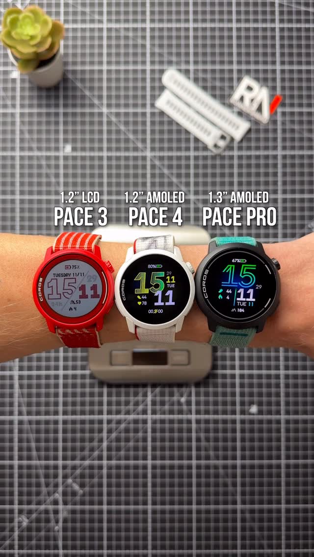 Instagram post by @runnersnerd for COROS. Caption reads: COROS Pace 3/4/Pro comparison ⏱️.