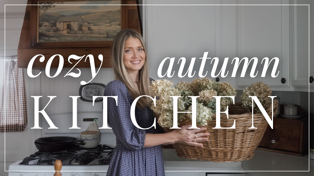 YouTube post by @KristenHoffman for Newton Baby. Caption reads: Simple Fall Kitchen Decor | Stripes, Gingham &....