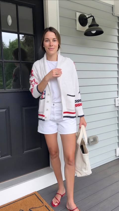 Instagram post by @mollymazzstyle for Anthropologie. Caption reads: [...] Sweater & tee kindly gifted to me by....