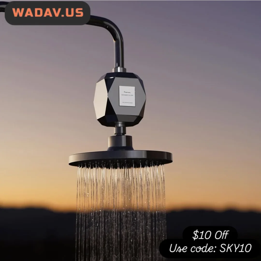 Instagram post by @wadav_us for Filterbaby. Caption reads: [...] your shower experience with @thefilterbaby....