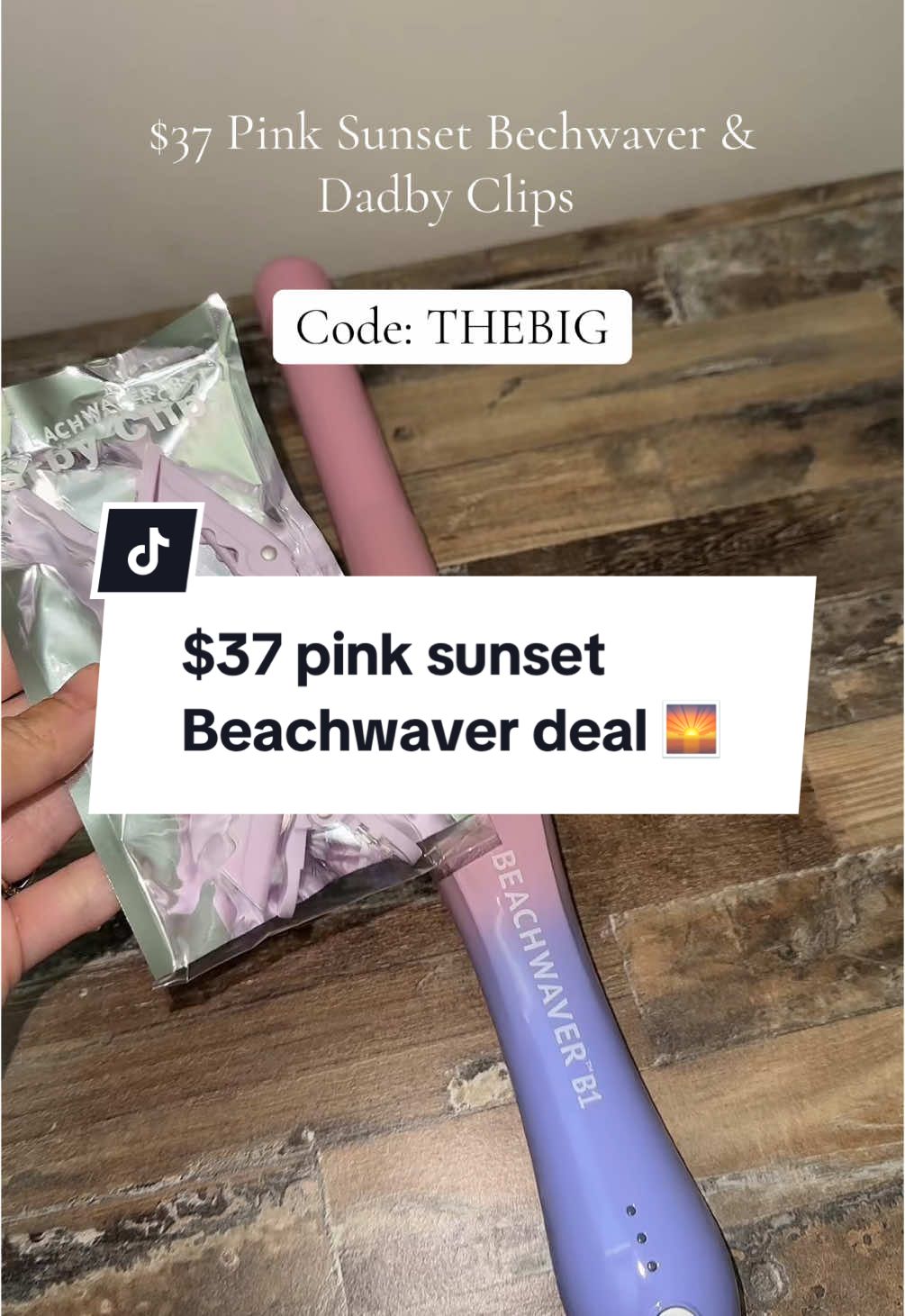 TikTok post by @lindsaynicoleeee for Beachwaver. Caption reads: [...] endless curls!🤩 with @TheBeachwaver....