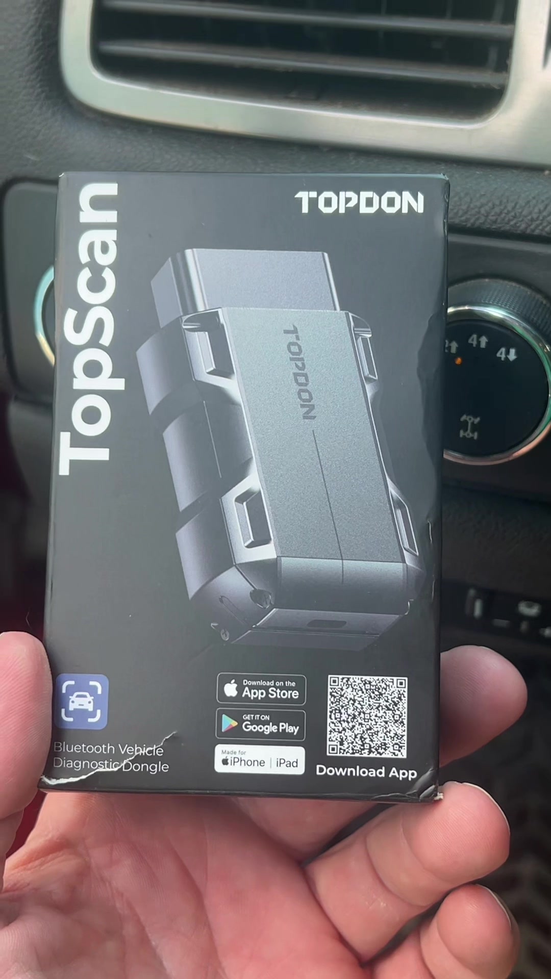 TikTok post by @insaneshane1x07 for Topdonshop. Caption reads: [...] #obd2scanner #tiktokshop #savemoney....