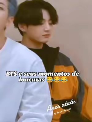 TikTok post by @armygles_ for BTS. Caption reads: [...] as coisinhas deles 🤭😂 #anosatrás #meme....