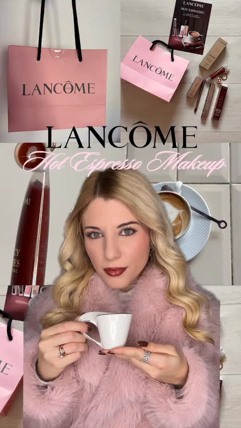 Instagram post by @samantha_chevaliers for Sephora. Caption reads: Hot Espresso Make-up @lancomeofficial ☕️🧸❄️....