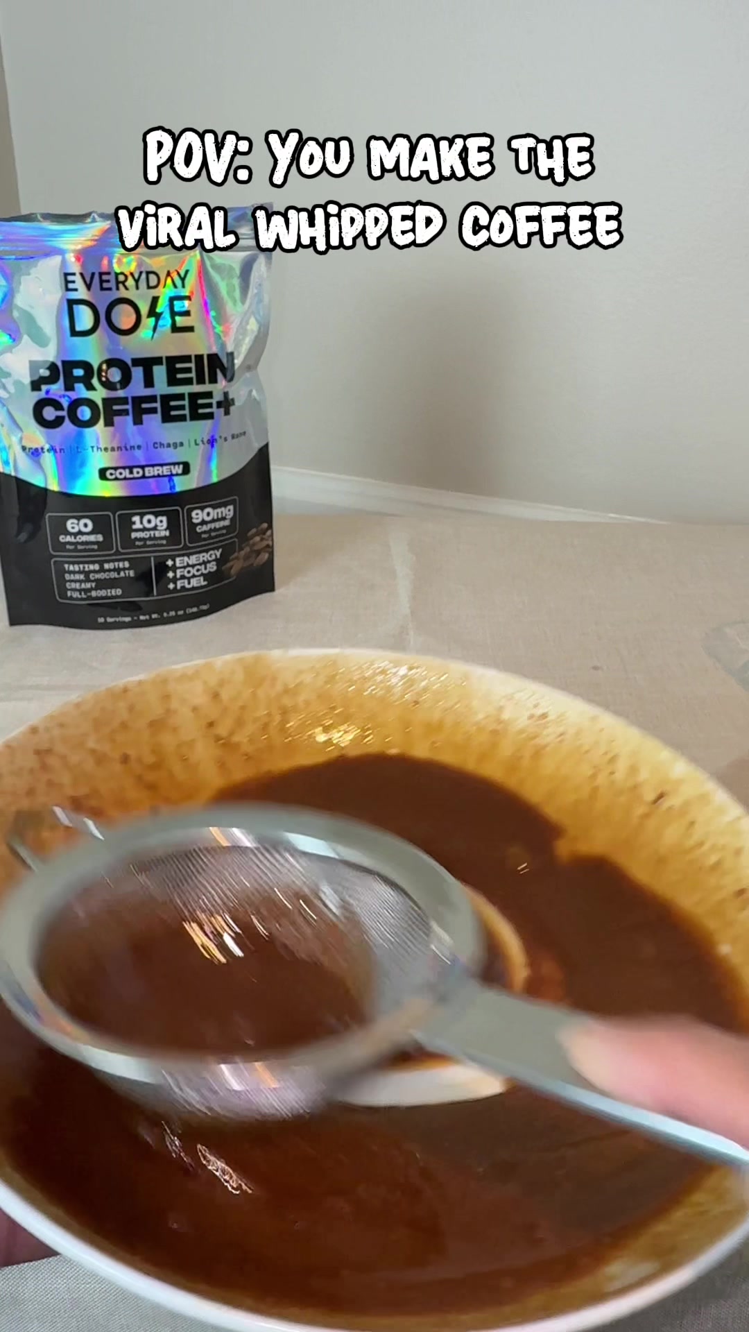 TikTok post by @grandpakittyy1 for Everyday Dose. Caption reads: [...] make the viral whipped coffee with everyday....