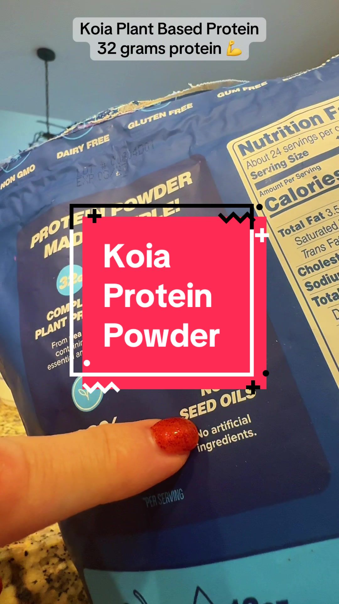 TikTok post by @meganugcgoods for Koia. Caption reads: [...] trying to hit your macros 🍦💪 @drinkkoia....