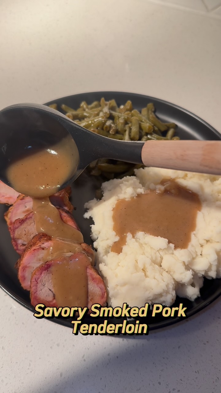 Instagram post by @cookingwithdestiny for Soulful Pork. Caption reads: This Savory Smoked Pork Tenderloin recipe is the....
