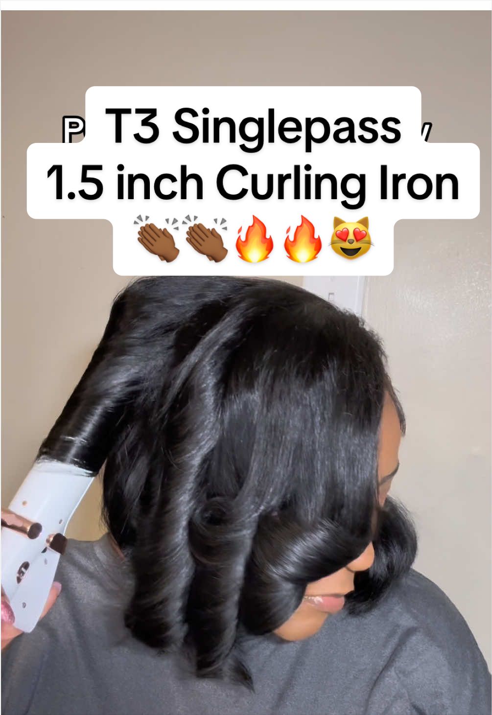 TikTok post by @stylezmania for T3 Micro. Caption reads: [...] curling irons are the BEST @T3 Micro‼️ High....