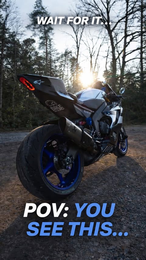 Instagram post by @alezaki_official for GoPro. Caption reads: Wait for it… 🌅🏍️ Shot on @gopro #yamahar6 #r6....