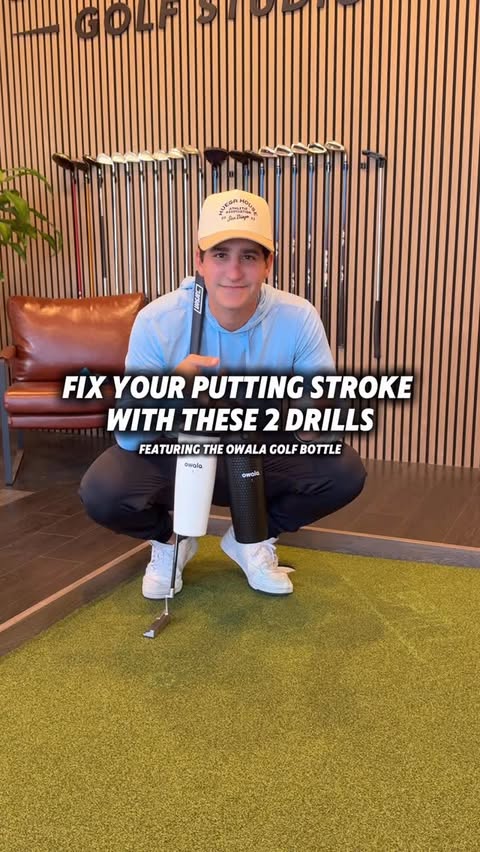 Instagram post by @shortgameking for Owala. Caption reads: This new Owala Golf Bottle is one of the coolest....