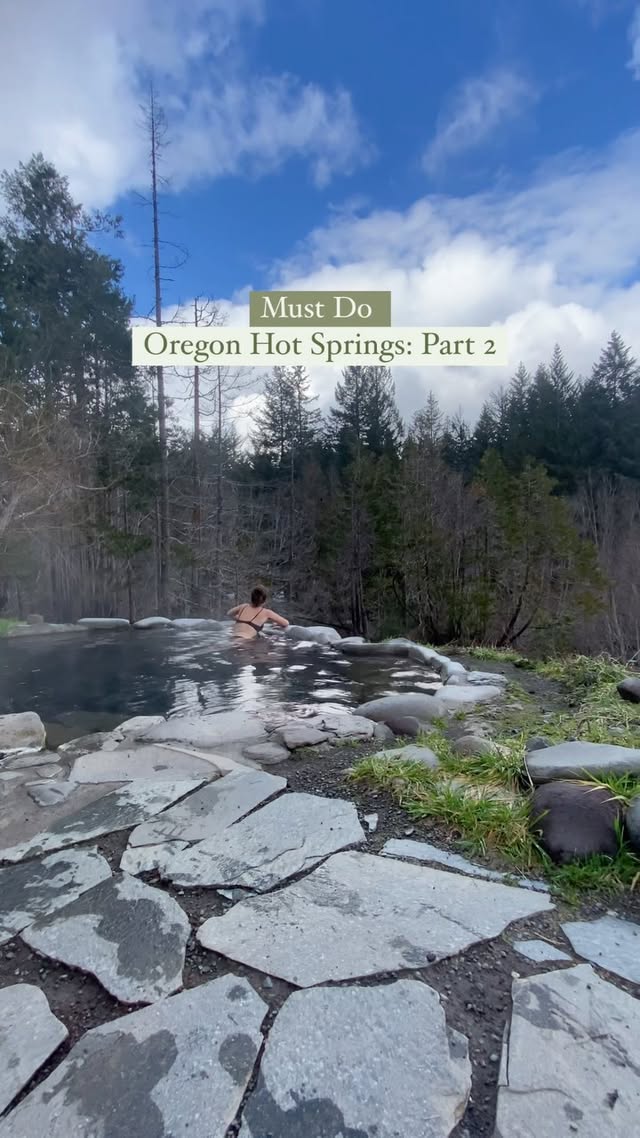 Instagram post by @outdoorsykensy for Travel Oregon. Caption reads: A whole hot springs experience you don’t want to....